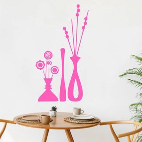 Veselá Stena Samolepka Kvety vo váze Farba: růžová, Veľkosť: 40 x 21 cm