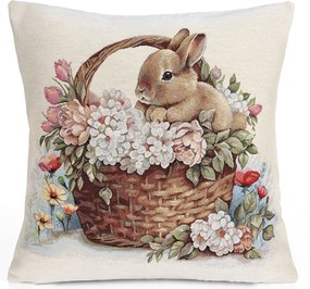 GOBELÍNOVÁ DEKORAČNÁ OBLIEČKA NA VANKÚŠ HARE 45X45 CM VZOROVANÁ