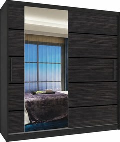 Posuvná skriňa 158 cm PREMIUM SO ZÁSUVKAMI čierna tmavý eben MBP SZP7/0/B/HK/0/KLP