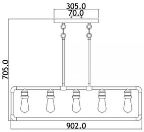 Kichler KL-IMAHN-ISLE - Luster na tyči IMAHN 5xE27/60W/230V