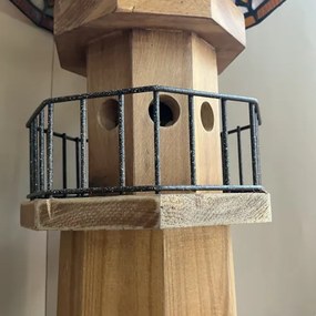 Rustikal stojaca lampa drevená MAJÁK BEIGE 140cm, 4,9KG