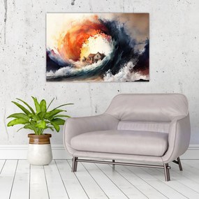 Obraz - Vo víre povodne, akvarel (90x60 cm)