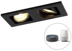 Moderné inteligentné zapustené bodové svetlo čierne vrátane 2 WIFI GU10 - Qure
