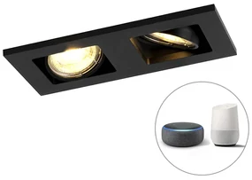 Moderné inteligentné zapustené bodové svetlo čierne vrátane 2 WIFI GU10 - Qure
