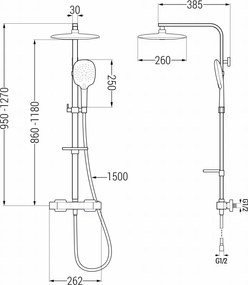 Mexen - CQ22 sprchový set s termostatickou batériou Cube, čierna, 772502295-70