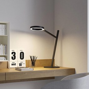 Lucande Nimbe stolná LED lampa, čierna, stmievač