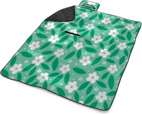 Sablio Plážová deka Biele kvety s lístkami: 200x140 cm