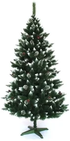 Čarovná vianočná borovica zdobená šiškami 220 cm s jemne zasneženými koncami