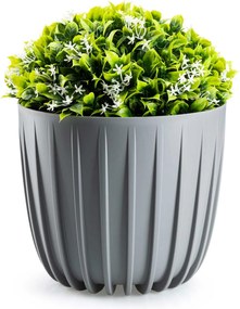 PLASTOVÝ KVETINÁČ STRIPPED SADA 2KS 18X15,5 CM+24X21 CM SIVÁ