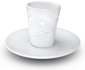 Biela maškrtná porcelánová šálka na espresso s tanierikom 58products, objem 80 ml