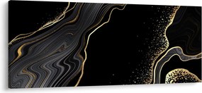 Obraz - Čierno-zlatý mramor (120x50 cm)