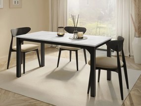 Rozkladací jedálenský stôl Limaino 160, Farby: čierna / mramor bianco