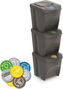PROSPERPLAST Sada odpadkových košov SORTIBOX, 3x25l