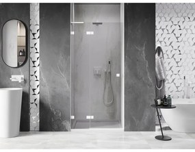 Mexen Lunar L, ľavé otočné sprchové dvere 110 cm, 8mm číre sklo, biely profil, 834L-110-000-20-00-L