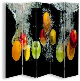 Ozdobný paraván, Jablka ve vodě - 180x170 cm, päťdielny, klasický paraván