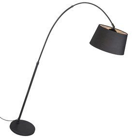 Moderná oblúková lampa čierna s čiernym látkovým tienidlom - Arc Basic