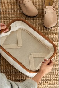 Krémový látkový úložný box 38x26x16 cm Bamboo/Linen – Bigso