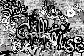 Tapeta šedé street art graffiti - 150x270