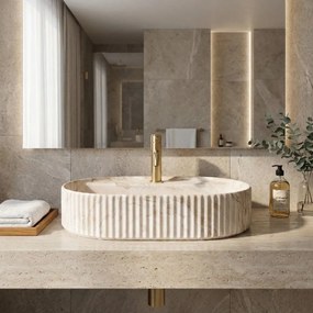 Rea Marcela Saturn, umývadlo na dosku 600×370×135 mm, béžová matná, REA-U3519