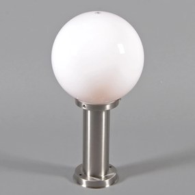 Vonkajšia lampa oceľ nerez 50 cm - Sfera so zemným hrotom a káblovou objímkou