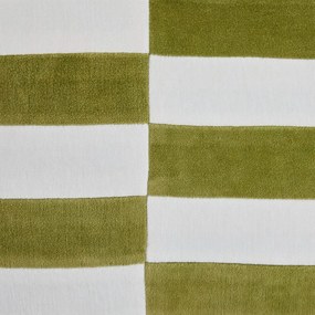 CHECKER VELVET Vankúš 40 x 60 cm - biela/zelená