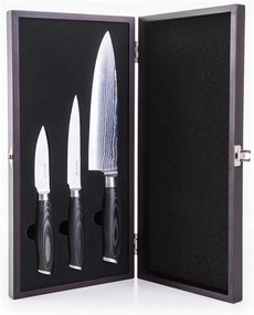 Sada nožov G21 Gourmet Damascus v bambusovom bloku 3 ks + brúsny kameň 6002217