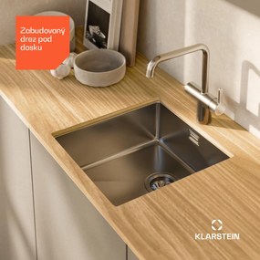 Klarstein TitanSteel Kuchynský drez 45 x 45 cm (DxŠ) s povrchom odolný voči hrdzi, poškriabaniu a teplu