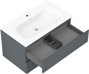 Mexen Orio, kúpeľňová skrinka 80 cm s umývadlom Vela, 2 zásuvky, grafitová matná/biela matná, 91A10-08047-2-BFF66-W23M01