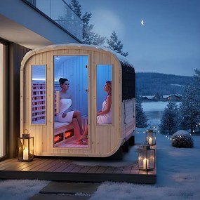 BPS-koupelny Záhradná kombinovaná sudová sauna 2v1 HYD-4023 - Infrasauna + fínska sauna 180x200, 4-6 osôb