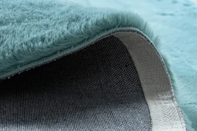 Okrúhly koberec BUNNY aqua modrý, imitácia králičej kožušiny