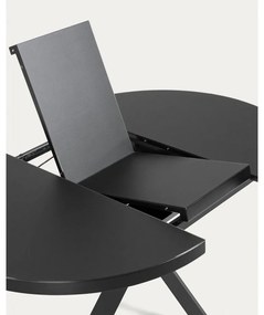 Čierny okrúhly rozkladací jedálenský stôl so sklenenou doskou ø 160 cm Vashti – Kave Home