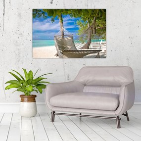 Obraz - Hojdacia sieť na pláži (90x60 cm)