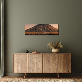 Obraz odrazu hory Taranaki, Nový Zéland (s hodinami) (90x30 cm)
