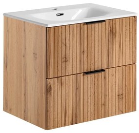 Závesná skrinka Casad so zápustným umývadlom 60 cm dub wotan/biela