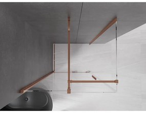 Mexen Velar, sprchový kút s posuvnými dverami 130(dvere) x 90(stena) cm, 8mm číre sklo, ružové zlato, 871-130-090-01-60