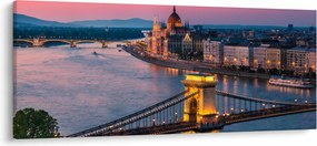 Obraz - Panorama mesta, Budapešť, Maďarsko (120x50 cm)