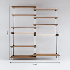 Kuchynský  industriálny regál s 11 policami, 185x160x17,5/35 cm