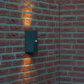 Tmavosivá nástenná lampa s 2 svetlami IP44 s pohybovým senzorom - Baleno