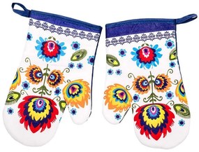 B-1 FOLK BLUE sada chňapka so zásterou