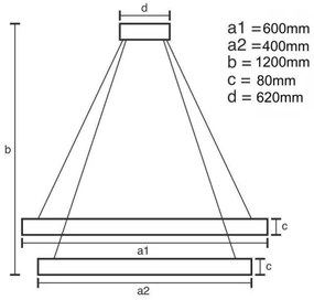 LED Stmievateľný luster na lanku LED/50W/230V 3000-6500K + diaľkové ovládanie