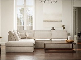 Krémovobiela ženilková rohová pohovka (ľavý roh/do L) Kirou – Maison de Rêve