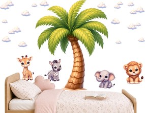 Štýl Disney safari palma nálepky na stenu pre deti hárok 60 x 75 cm