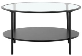 Konferenčný stolík, čierna/sklo/kov, PARLAN
