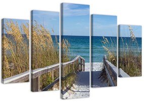 Gario Obraz na plátne Ideme na pláž - 5 dielny Rozmery: 100 x 70 cm