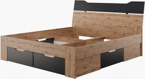 Posteľ s úložnými zásuvkami Asko 180x200 cm, dub artisan/antracit