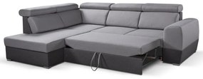 Rozkladacia rohová sedacia súprava MATRIX do L, šedá, ľavá, s úložným priestorom