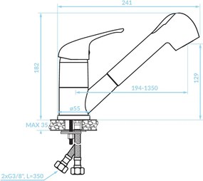 Kuchinox Rosso, stojanková drezová batéria s výsuvným výtokom, chrómová, LAV-BKR_069D