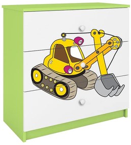 Detská komoda Babydreams zelená – Rýpadlo