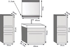Kúpeľňový nábytok Belini eben kráľovský + umývadlo + zrkadlo  ROD M 4/0/W/HK/0/ZW