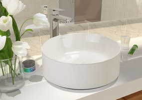 Invena Keto, keramické umývadlo na dosku 420x420x135 mm, biela lesklá, INV-CE-14-001-C